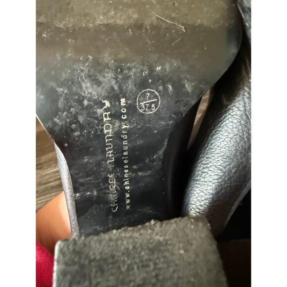 Chinese Laundry Black Leather Peep Toe Heels Sz. 7 - Picture 3 of 7